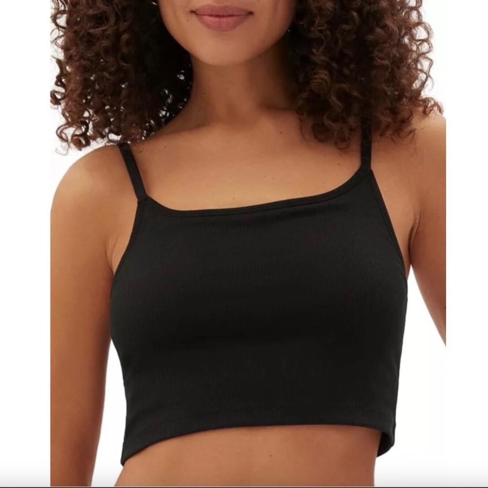 Gap Body Black Ribbed Cami Cropped Tank Top New Size S